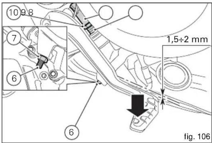 DUCATI Multistrada 1200 S Touring (2011) - Pédale de commande du frein arrêté (fig. 106) - 1