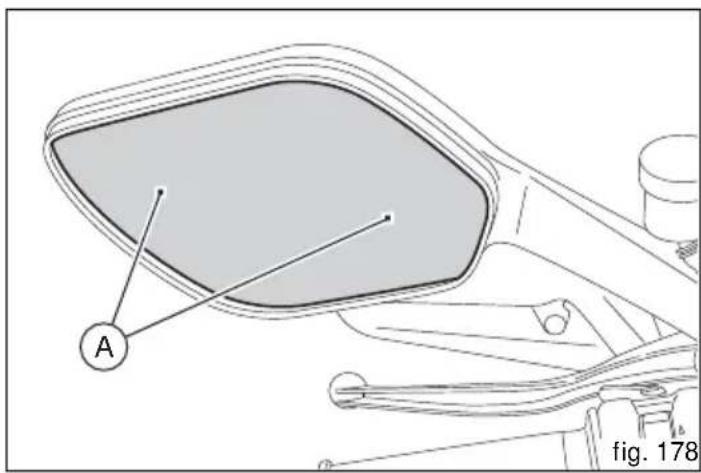 DUCATI Multistrada 1200 S Touring (2011) - Réglage des rétroviseurs (fig. 178) - 1