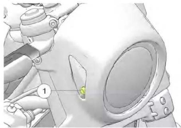 Indian FTR 1200 S (2019) - RRÉEGGLAAGGEE DDEE LL'ORRIIEENNTTAARBBONRDAUOTPBBHARRERREENNAAGGEE DDE 1. Pour régler le phare verticalément, desserrez les deux fixations ÉECCHHEEAANNTT)) - 1