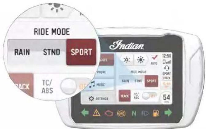 Indian FTR 1200 S (2019) - MODES DE CONDUITE RIDE COMMAND - 1