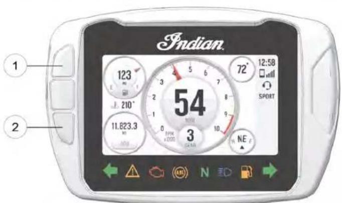 Indian FTR 1200 S (2019) - ÉECRRAAANNSS DD'AAFFFFIICCHHAAGGEE RRIIDBEEEEOOMMMAANNDcule droit. - 1