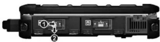 Getac X500 - Installieren des Akkus - 1