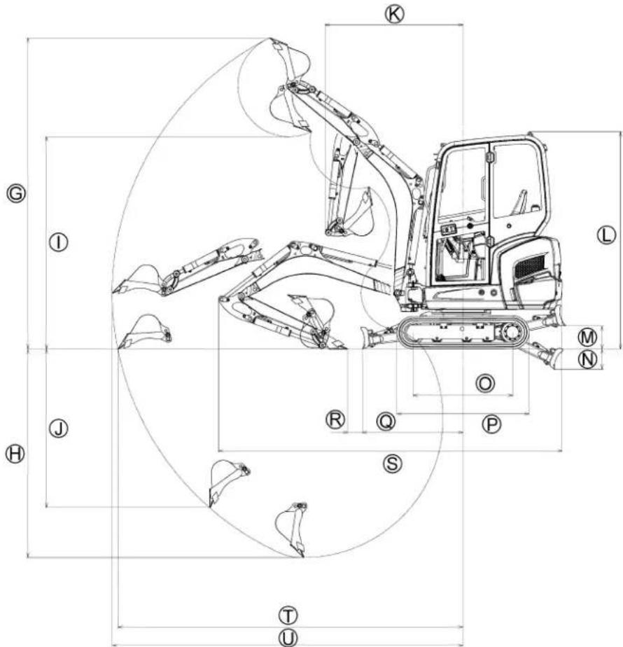 KUBOTA KX0184 - DIMENSIONS PRINCIPALES - 2