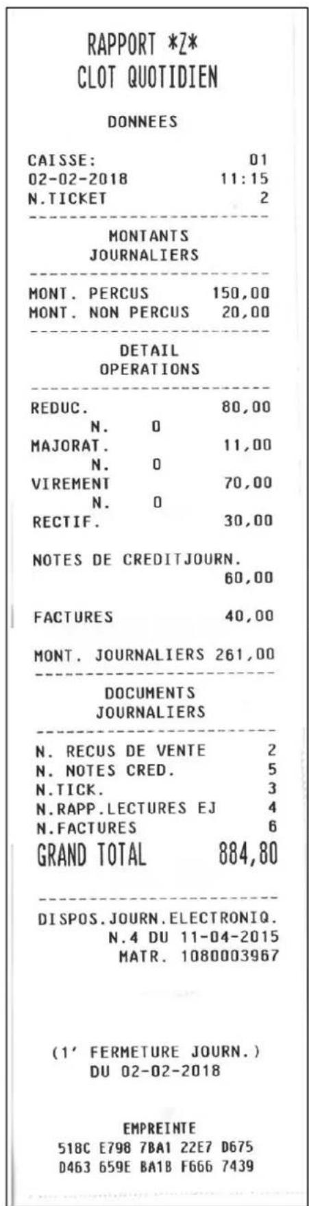 OLIVETTI form 100 - Rapport de fermeture fiscale - 1
