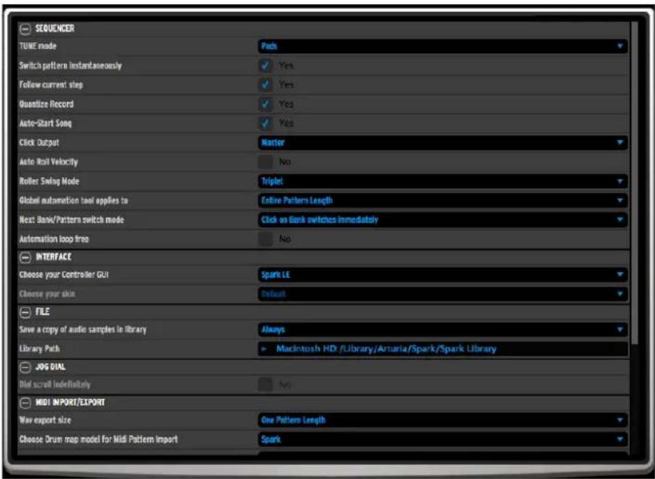 Arturia Spark 2 - LE PANEL PREFERENCES - 1