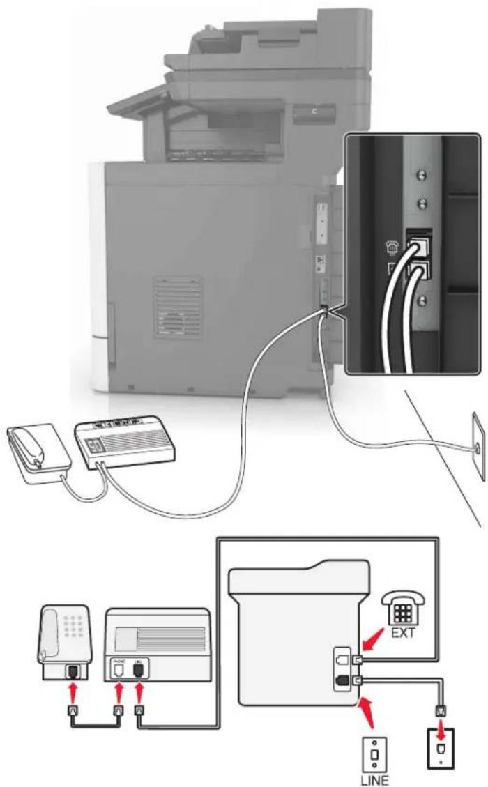 LEXMARK XC8163 - Connecté à la même prise murale téléphonique - 1