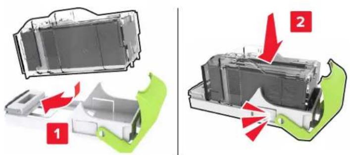 LEXMARK XC8163 - Remplacement du support de la cartouche d'agrafes dans l'unité de finition d'agrafage/ perforation multiposition - 4