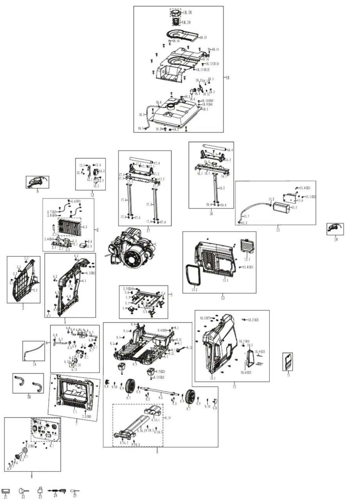 WESTINGHOUSE iGen4500cv - GENERATOR EXPLODED VIEW - 1