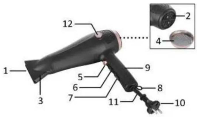 Emerio HD119520 - BESCHREIBUNG DER TEILE - 1