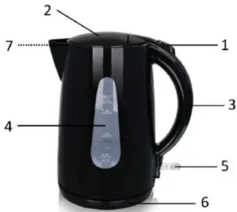 Emerio WK112222 - USAGE DOMESTIQUE UNIQUEMENT DESCRIPTION DES PIECES - 1