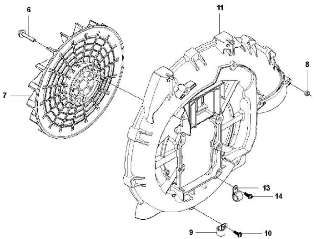 Technical diagram of a mechanical assembly with numbered components for identification