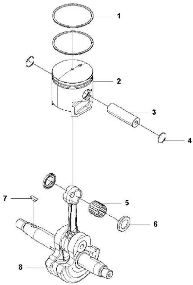 Exploded view diagram of a mechanical assembly with numbered parts for identification