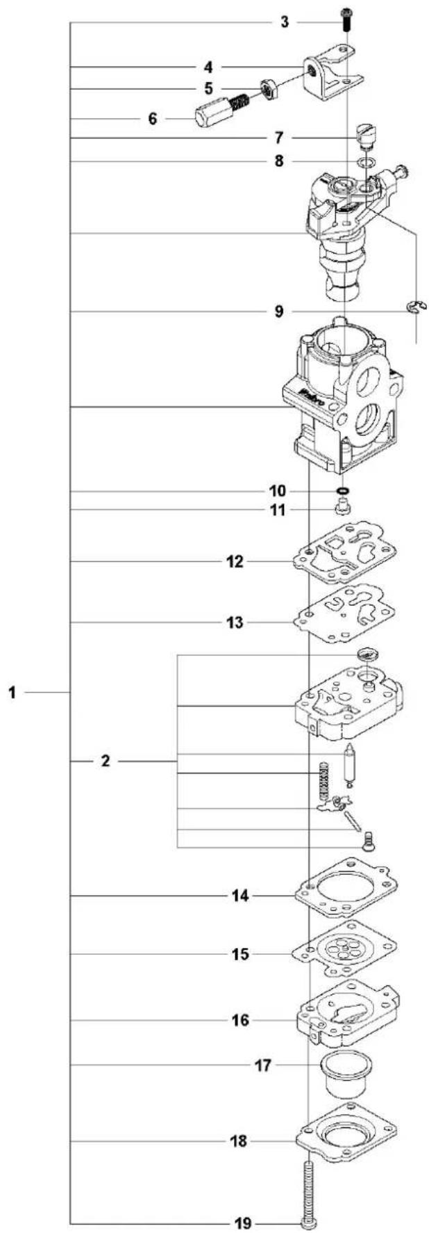 Exploded view diagram of a mechanical assembly with numbered parts for identification