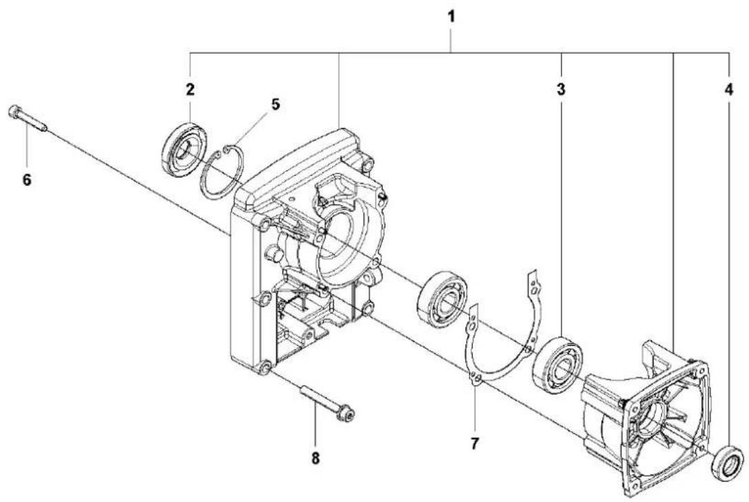 Technical diagram of a mechanical assembly with numbered components for identification