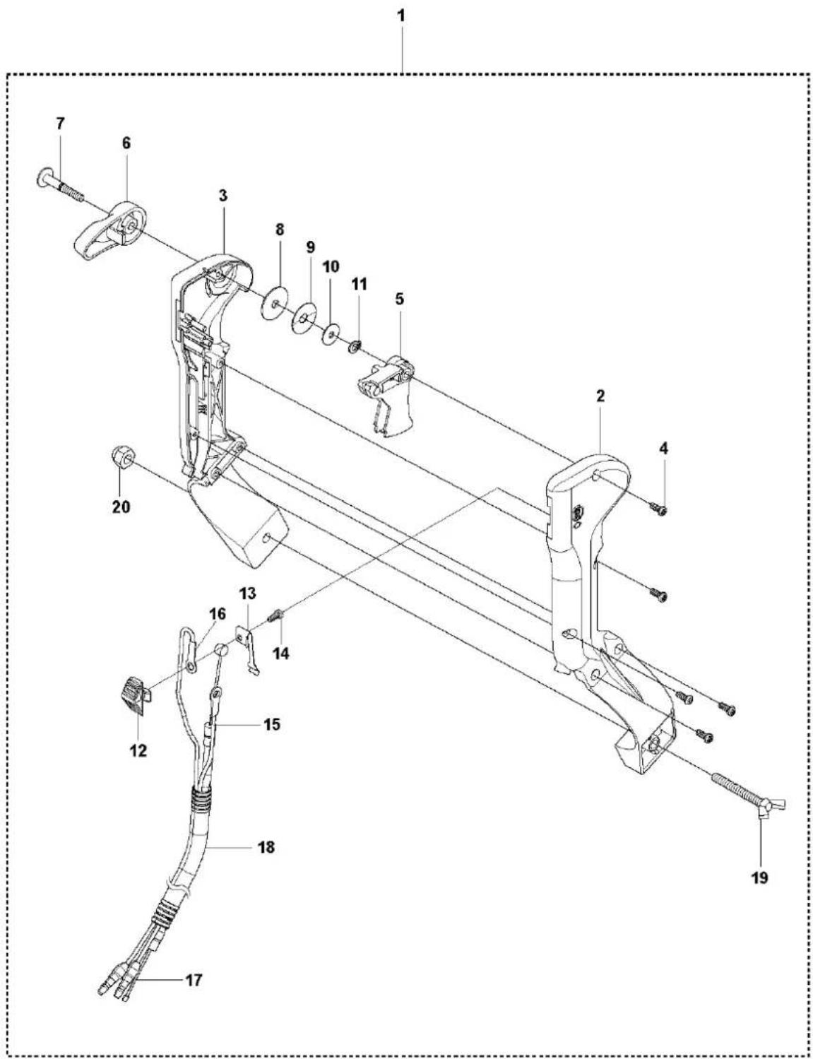 Technical diagram of a mechanical device with numbered components for identification
