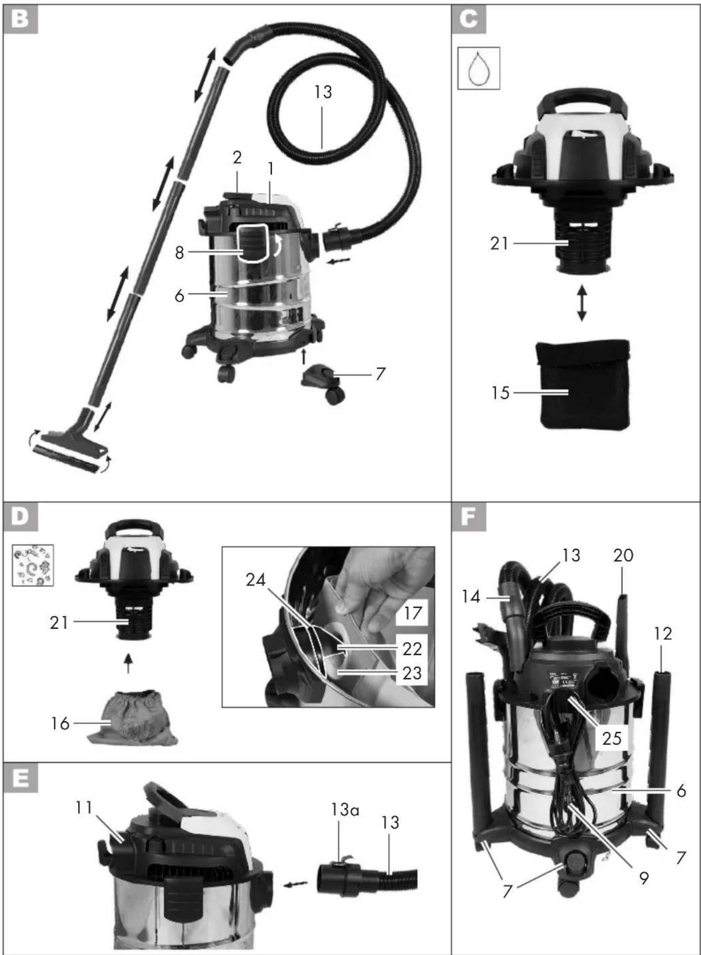 PARKSIDE PWD 20 A1 - Explosionszeichnung · Exploded Drawing   Vue éclatée · Explosietekening   Rysunek samorozwijajacy · Vykres sestaveni   Vykres nahradnych dielov - 2