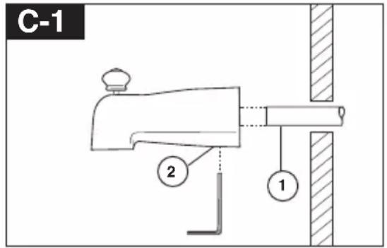DELTA T14038 - INSTALLATION DU BEC DE BAIGNOIRE : - 1
