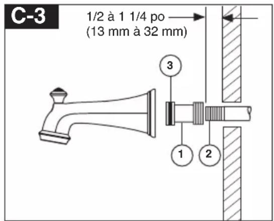DELTA T14038 - INSTALLATION DU BEC DE BAIGNOIRE : - 3