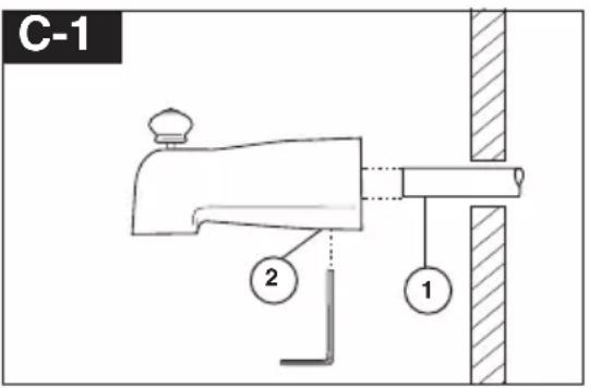 DELTA T14038 - FOR TUB SPOUT INSTALLATION: - 1