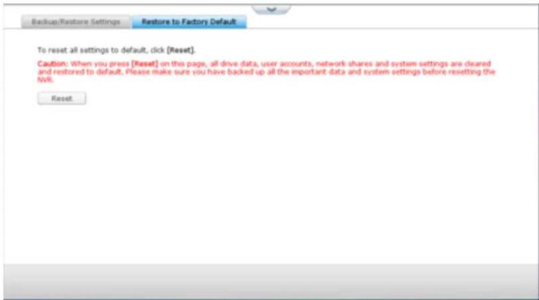 QNAP VS4012URP Pro - Restaurer les réglages du système - 2