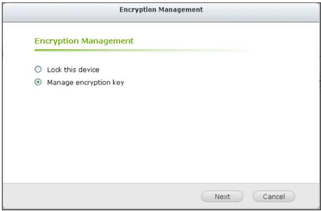 QNAP VS4012URP Pro - Gérer la clé de chiffrement - 1