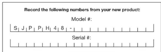 Sun Joe SJPPH48 - Model and Serial Numbers - 1