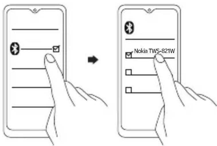 NOKIA Clarity Earbuds TWS821W - Pairing with the device - 1