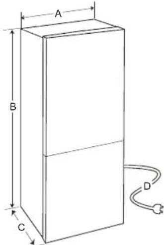 LG GBB72MCVBN - Dimensions et dégagements - 1