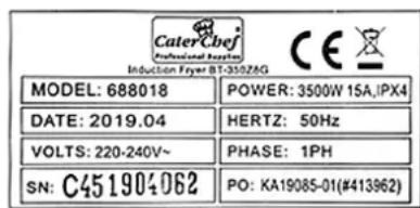 CaterChef 921530 - TYPE PLATE - 1