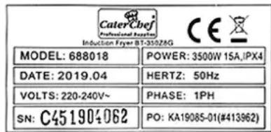 CaterChef 921530 - PLAQUE SIGNALÉTIQUE - 1