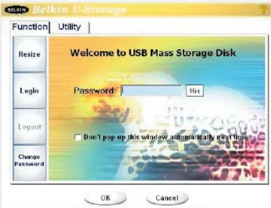 BELKIN F5U025TT128MB - Op de 'Security Area' (Beveiligd gebied) inloggen: - 1