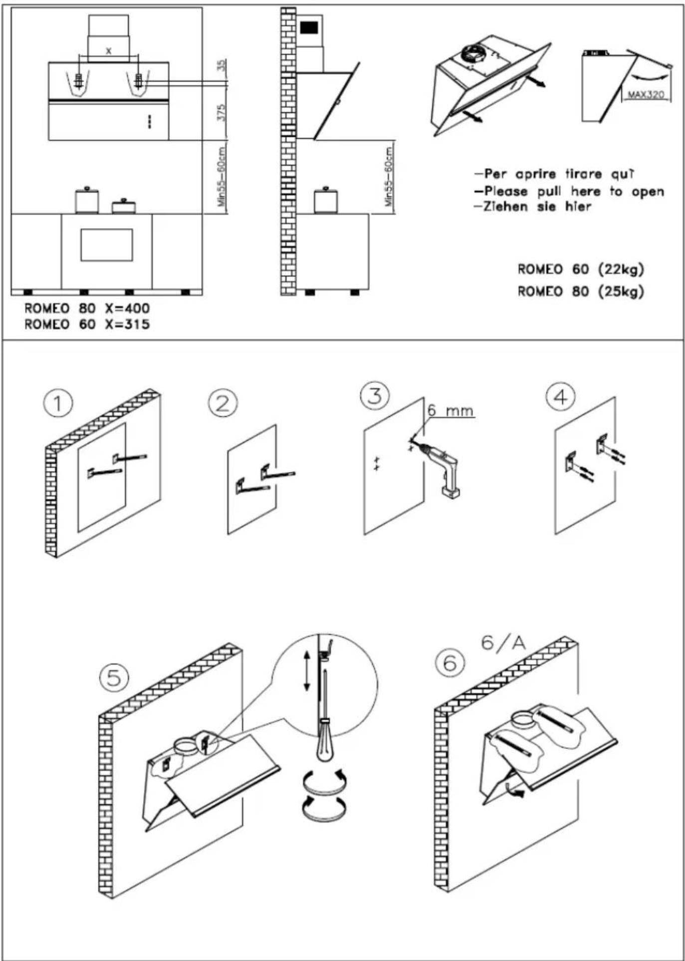 EICO Hamlet 60 N SM ECO - BEDIENUNGS-, WARTUNGS- UND INSTALLATIONSHANDBUCH ABZUGSHAUBE - 3