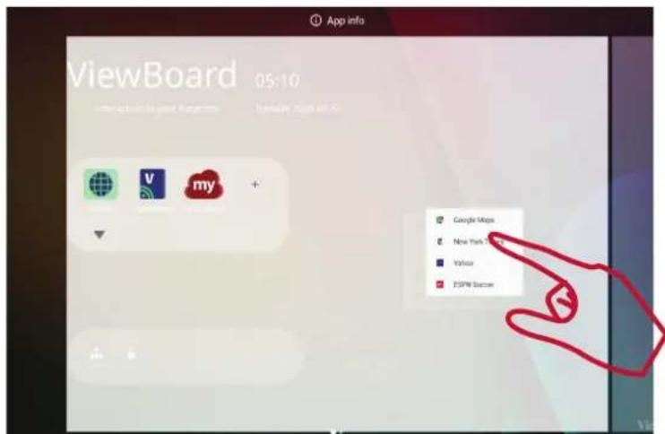 VIEWSONIC IFP5550E1 - Pour ajouter un widget à l'écran d'accueil de vLauncher : - 2