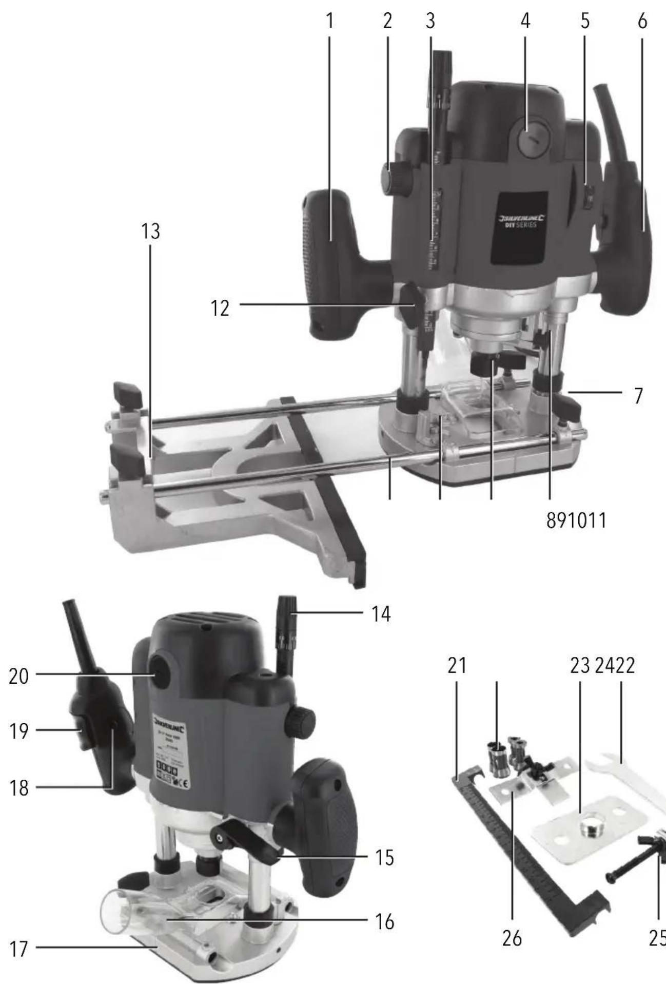 SILVERLINE 264895 - 1500W Plunge Router 1 / 2'' - 15