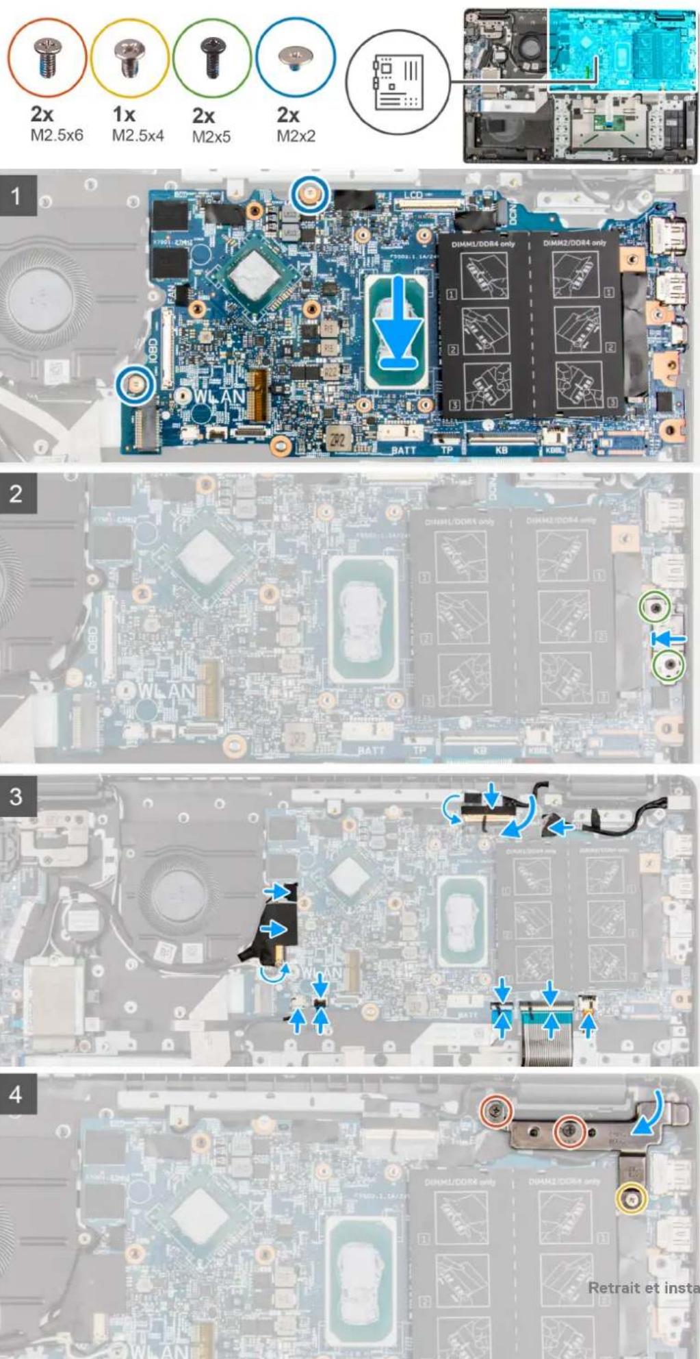 DELL Latitude 3520 - Figure 2. Connecteurs de la carte système - 1