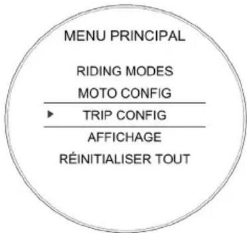 TRIUMPH Scrambler 1200 XC (2019) - Menu Configuration totalisateur partiel - 1