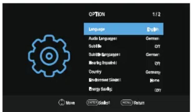 OK ODL 32850HCTB - Option Menu - 1