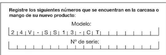 Snow Joe 24VSS13CT - Modelo y número de serie - 1