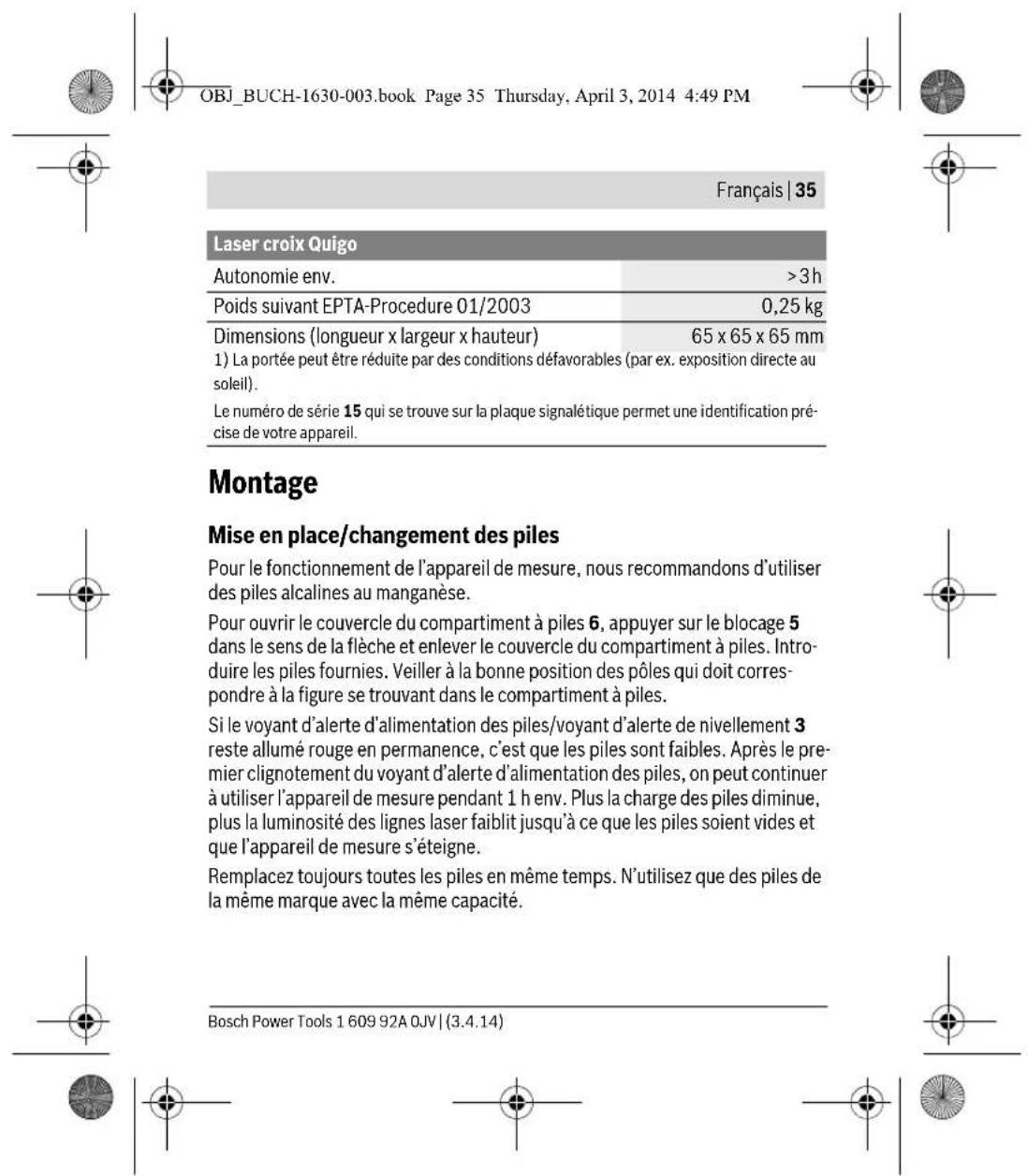 BOSCH Quigo II - Avertissements de sécurité - 14