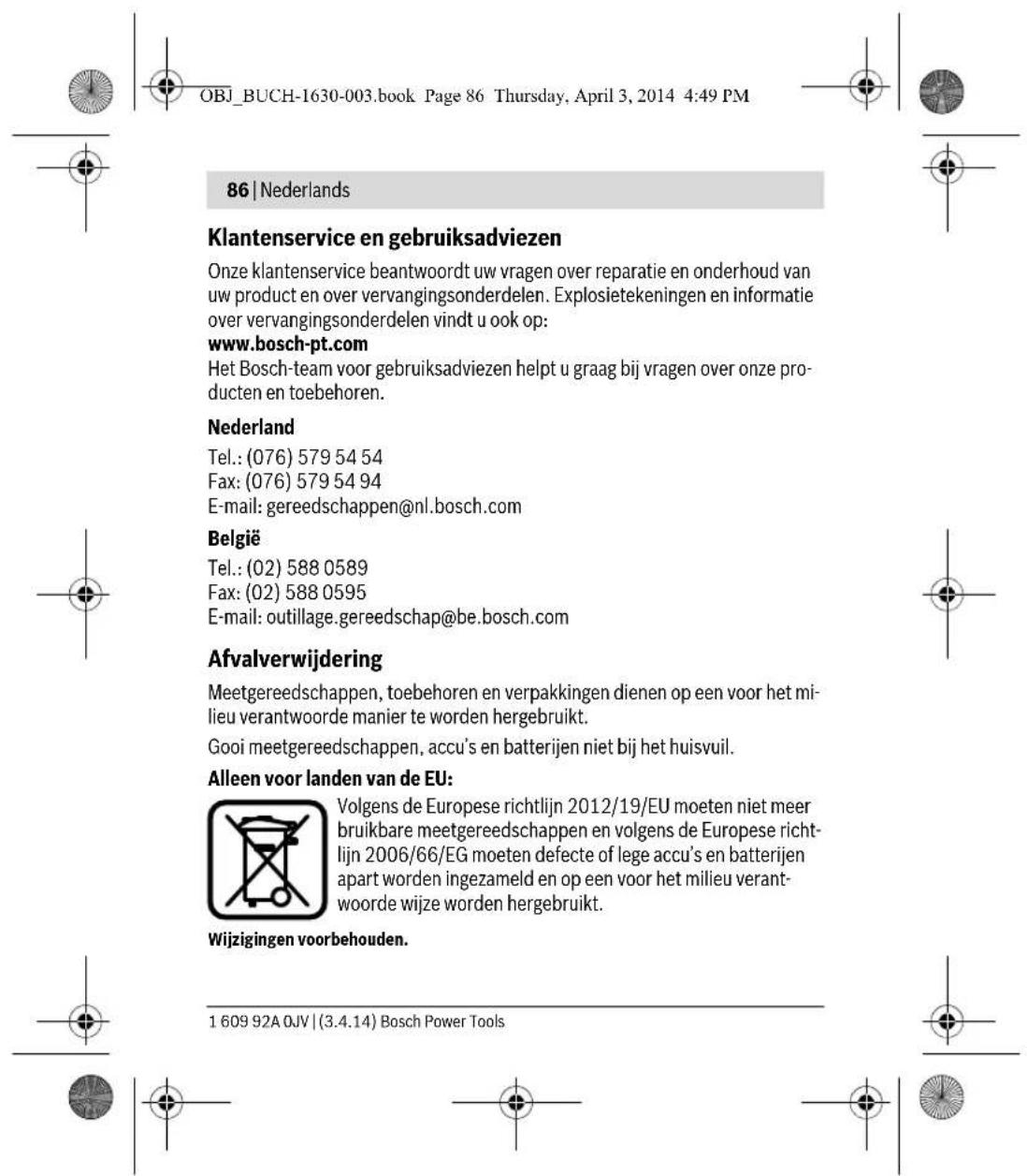 BOSCH Quigo II - Onderhoud en reiniging - 7