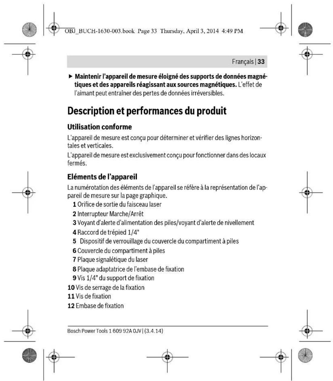 BOSCH Quigo II - Avertissements de sécurité - 12