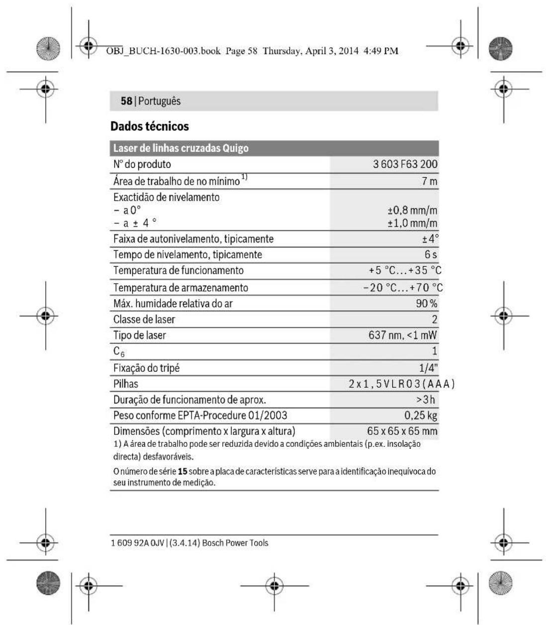 BOSCH Quigo II - Indicações de segurança - 22