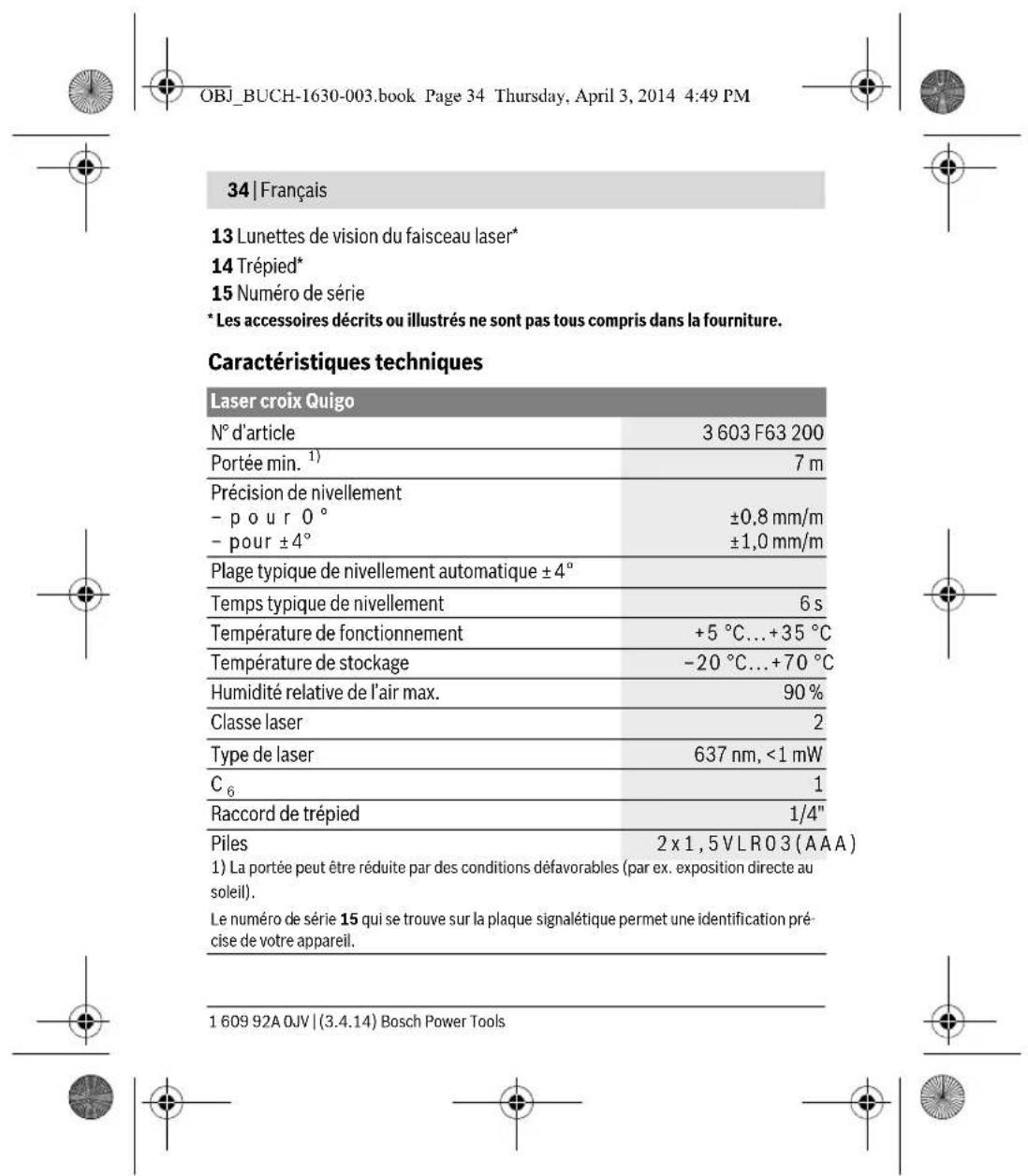 BOSCH Quigo II - Avertissements de sécurité - 13