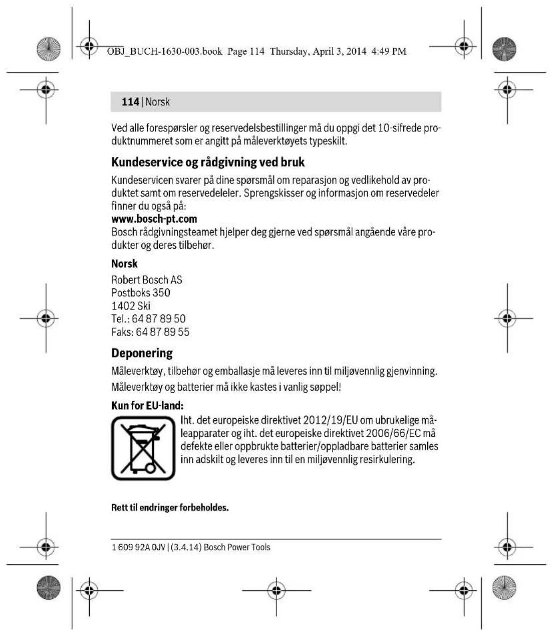 BOSCH Quigo II - Sikkerhetsinformasjon - 33