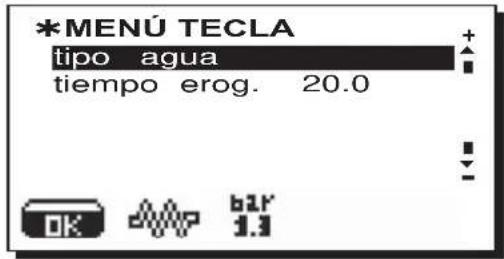 La Cimbali M39 Dosatron TE - Menú tecla - Selección Agua Caliente - 1