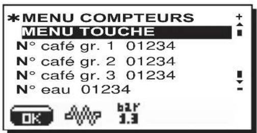 La Cimbali M39 Dosatron TE - Menu DONNEES - Affichage et mise à zéro des compteurs - 1