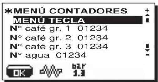 La Cimbali M39 Dosatron TE - Menú DATOS - Visualización y reset de los contadores - 1