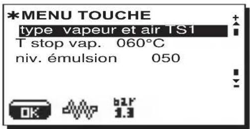 La Cimbali M39 Dosatron TE - Menu touche - Sélection vapeur et air - 1