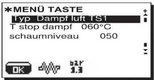 La Cimbali M39 Dosatron TE - Menü Taste - Selektion Dampf luft - 1