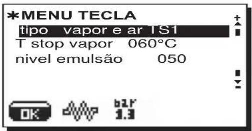 La Cimbali M39 Dosatron TE - Menu tecla – Seleção vapor e ar - 1